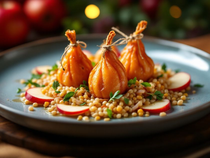 Aumonières de Confit de Pato con Manzanas Deliciosas