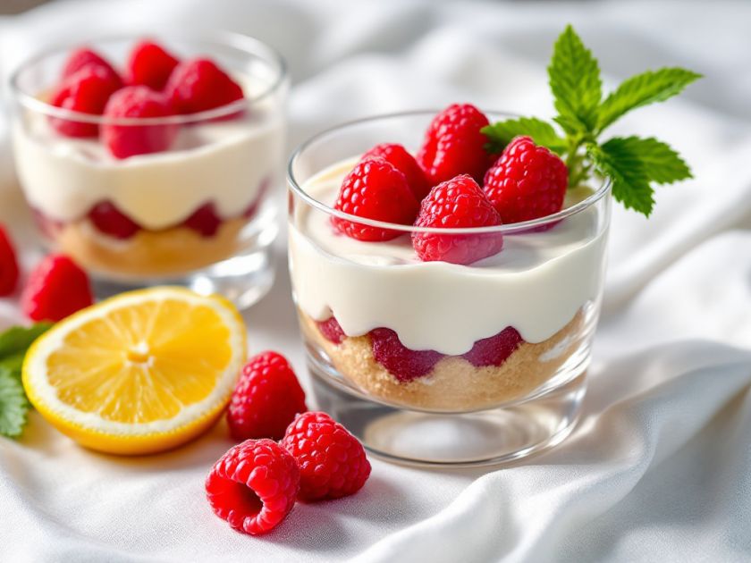 Mousse de Limón y Frambuesas sobre Masa Sablée
