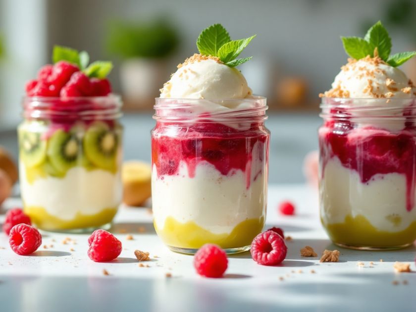 Verrinas deliciosas de kiwis y frambuesas