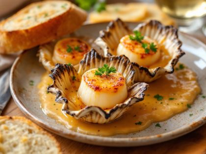 Receta Fácil de Vieiras al Mantequilla y Oporto