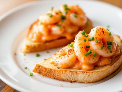 Tostadas De Brioche Con Gambas Y Salsa Cocktail Casera