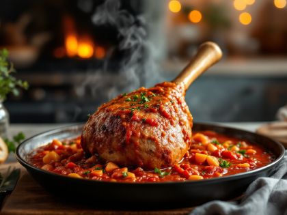 Rodaja de Cerdo al Horno con Salsa de Tomate Sabrosa