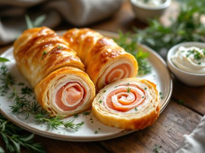 Rollo de Masa Hoja con Salmón Ahumado: Un Aperitivo Rápido y Sabroso