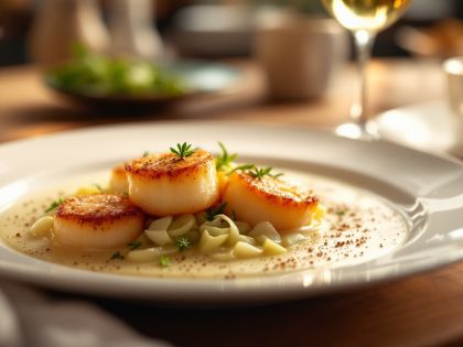 Receta de Vieiras a la fondue de endivias y puerros