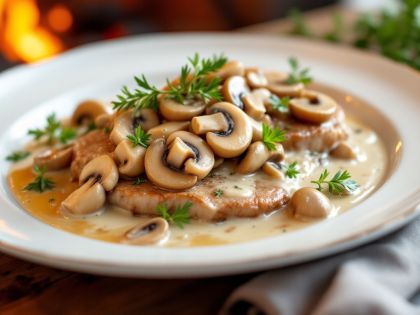 Escalope a la Crema y Champiñones: Receta Sabrosa y Reconfortante