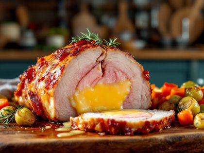 Asado de Cerdo Sabroso con Bacon y Gruyère
