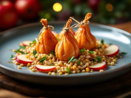 Aumonières de Confit de Pato con Manzanas Deliciosas