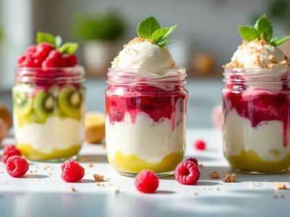 Verrinas deliciosas de kiwis y frambuesas
