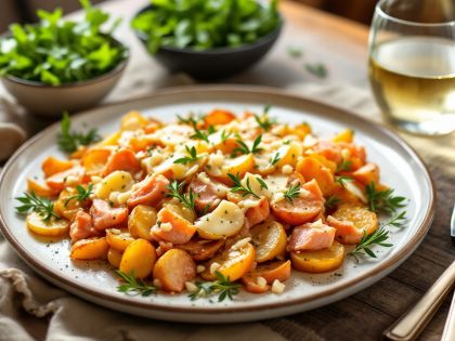 Gratin De Patatas Con Salmón Ahumado Y Fresco