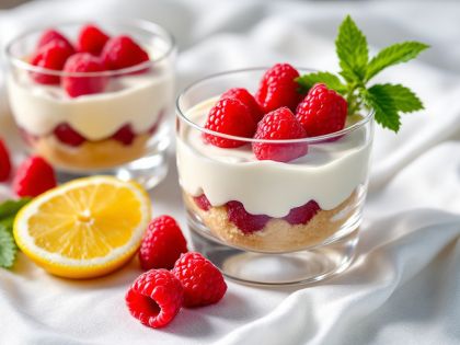 Mousse de Limón y Frambuesas sobre Masa Sablée