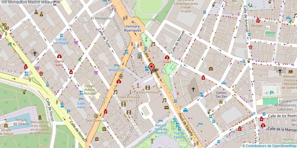 mapa 100 Montaditos restaurante Madrid