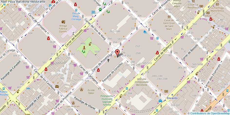 mapa Alain Pizza restaurante Barcelona