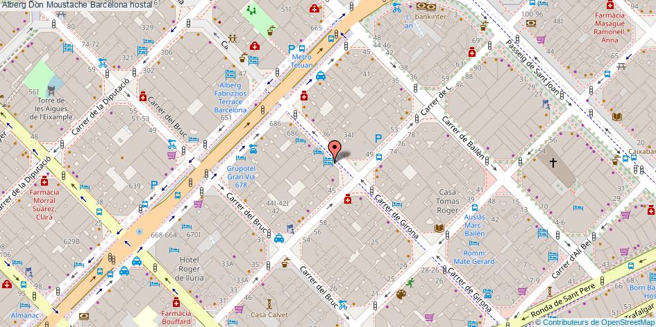 mapa Alberg Don Moustache hostal Barcelona
