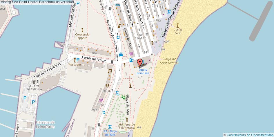mapa Alberg Sea Point Hostel universidad Barcelona