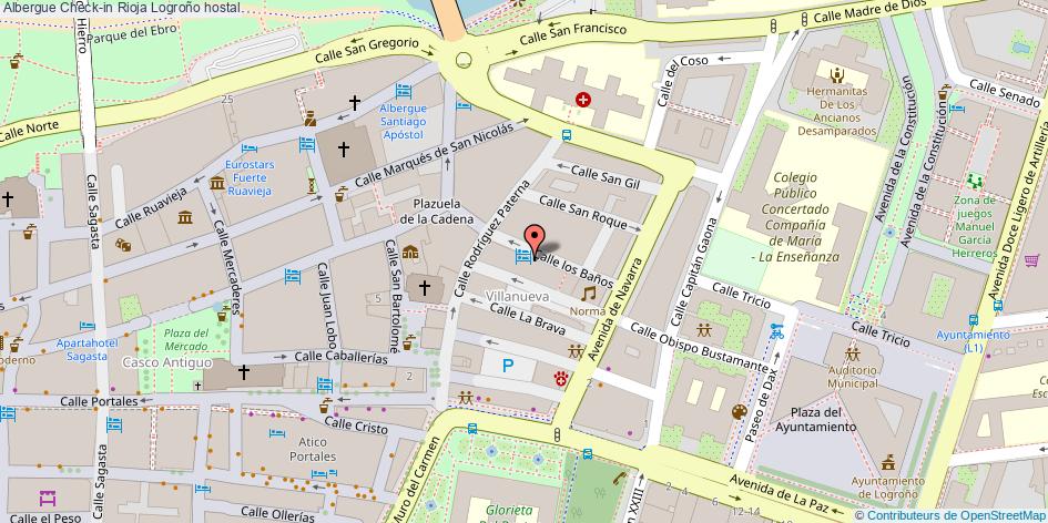 mapa Albergue Check-in Rioja hostal Logroño
