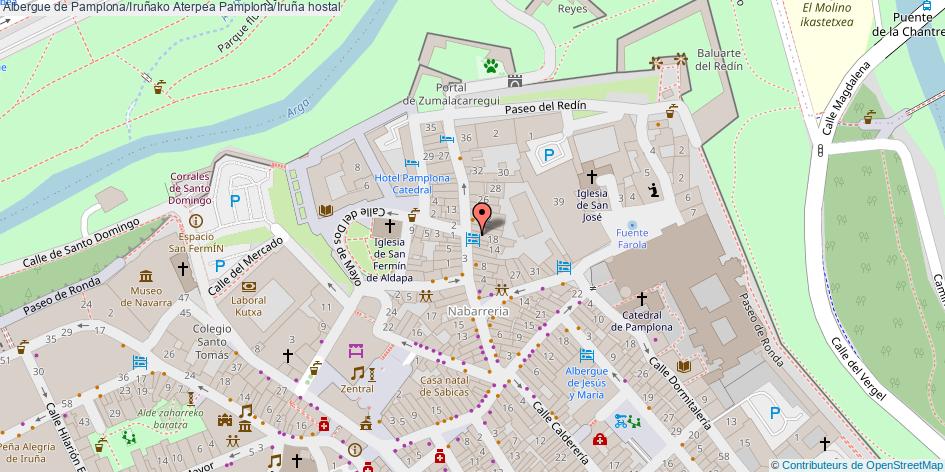 mapa Albergue de Pamplona/Iruñako Aterpea hostal Pamplona/Iruña
