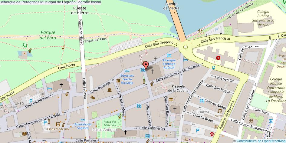mapa Albergue de Peregrinos Municipal de Logroño hostal Logroño
