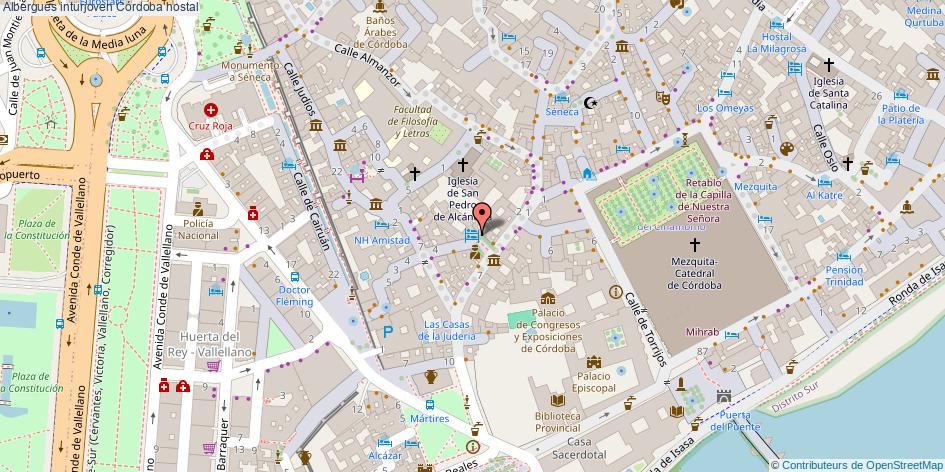 mapa Albergues inturjoven hostal Córdoba