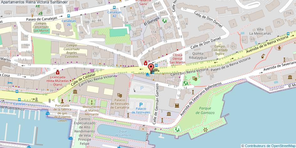 mapa Apartamentos Reina Victoria  Santander