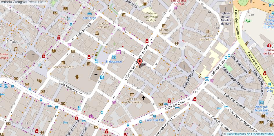 mapa Astoria restaurante Zaragoza