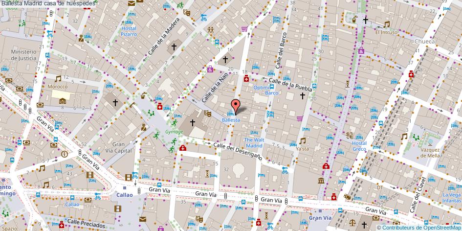 mapa Ballesta casa de huéspedes Madrid