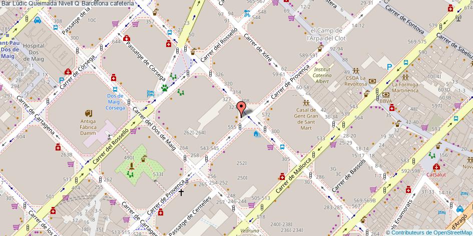mapa Bar Lúdic Queimada Nivell Q cafetería Barcelona