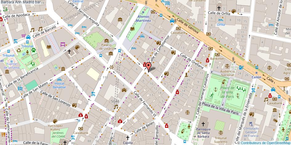 mapa Barbara Ann bar Madrid