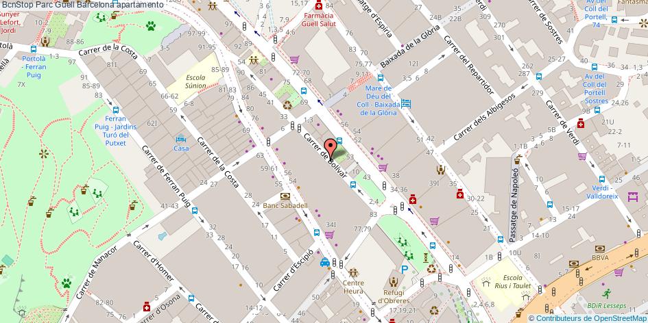 mapa BcnStop Parc Güell apartamento Barcelona