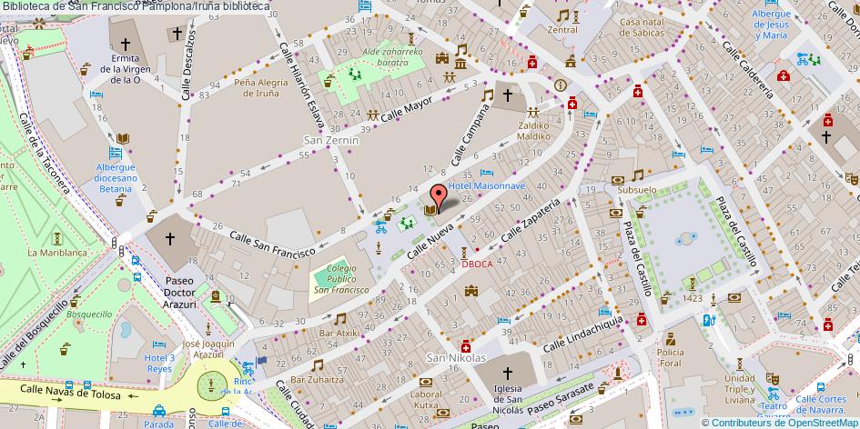 mapa Biblioteca de San Francisco biblioteca Pamplona/Iruña