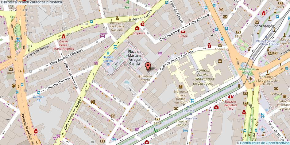 mapa Biblioteca infantil biblioteca Zaragoza