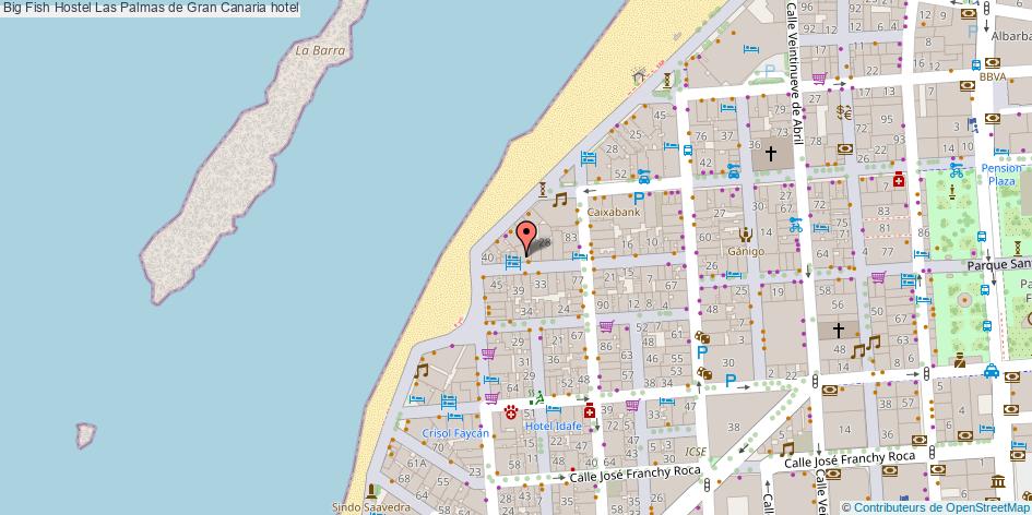mapa Big Fish Hostel hotel Las Palmas de Gran Canaria