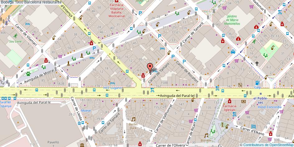 mapa Bodega 1900 restaurante Barcelona