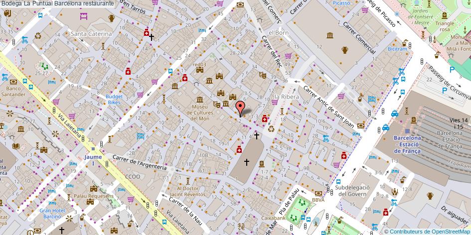 mapa Bodega La Puntual restaurante Barcelona