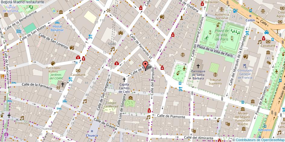 mapa Bogotá restaurante Madrid
