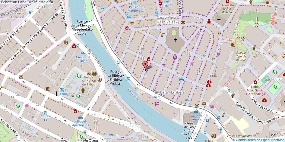 mapa Bohemian Lane cafetería Bilbao
