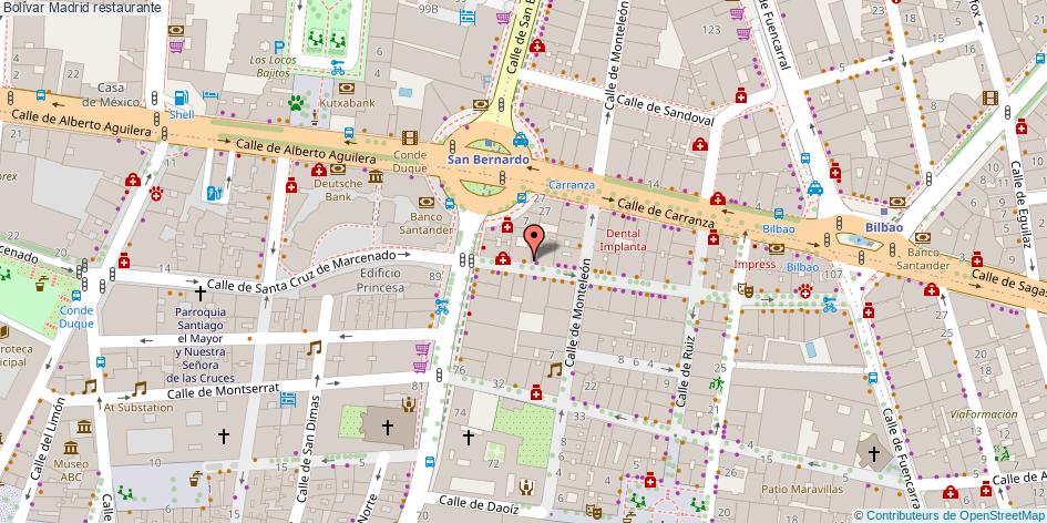 mapa Bolívar restaurante Madrid