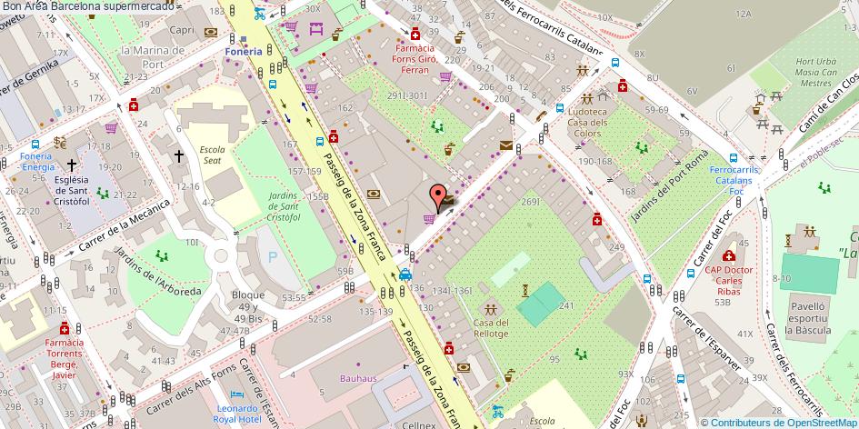 mapa Bon Area supermercado Barcelona