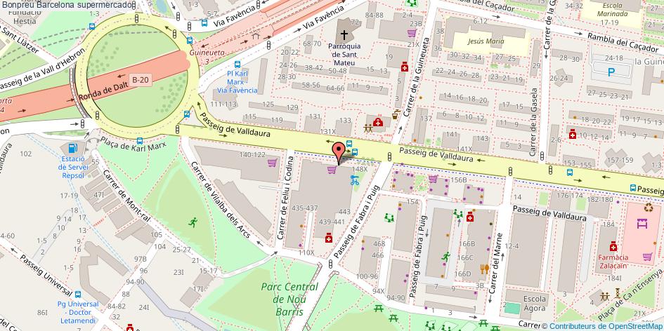 mapa Bonpreu supermercado Barcelona