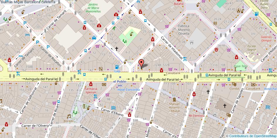 mapa Buenas Migas cafetería Barcelona