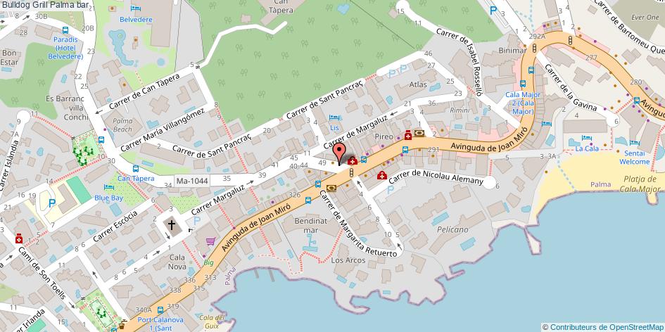 mapa Bulldog Grill bar Palma