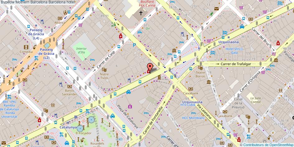 mapa Bypillow Mothern Barcelona hotel Barcelona