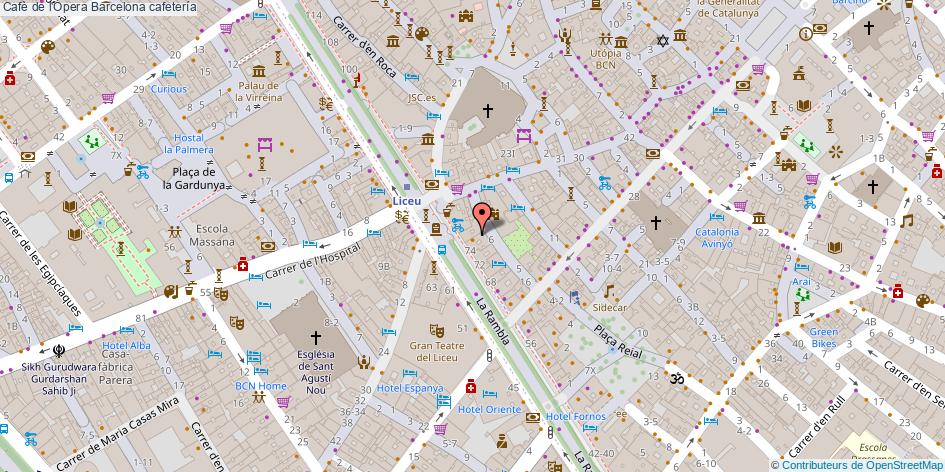 mapa Cafè de l'Òpera cafetería Barcelona