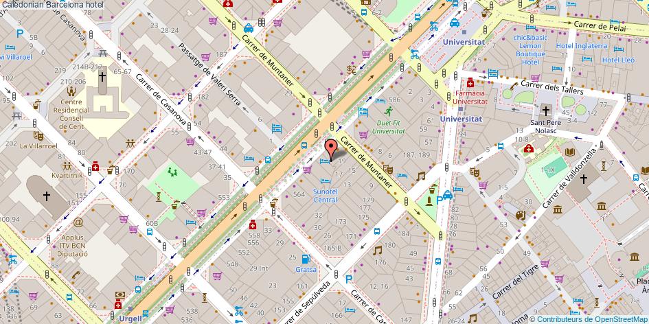 mapa Caledonian hotel Barcelona