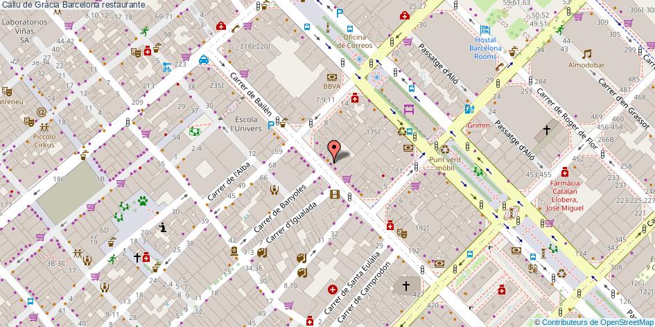 mapa Caliu de Gràcia restaurante Barcelona