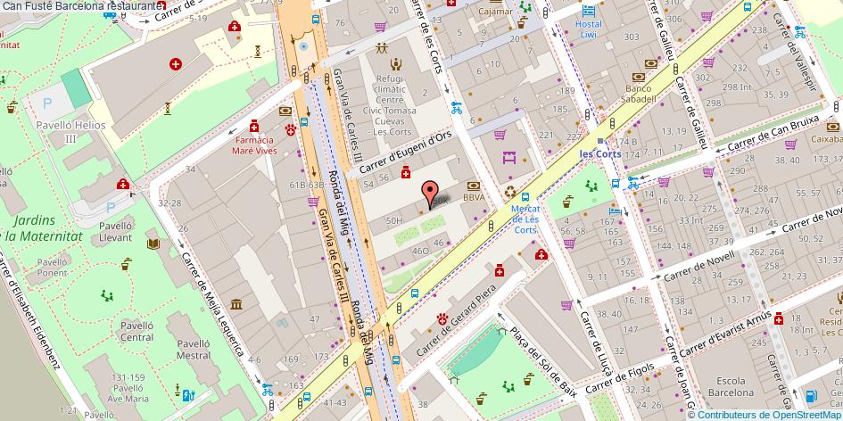 mapa Can Fusté restaurante Barcelona