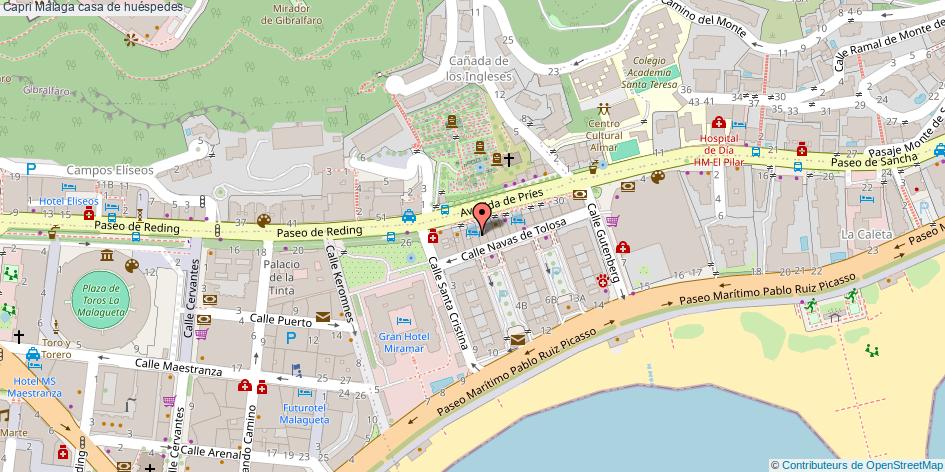 mapa Capri casa de huéspedes Málaga