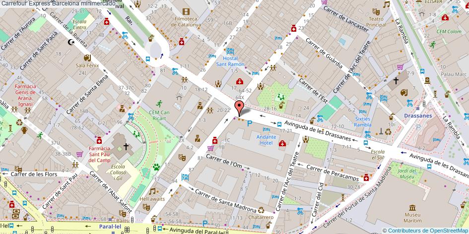 mapa Carrefour Express minimercado Barcelona