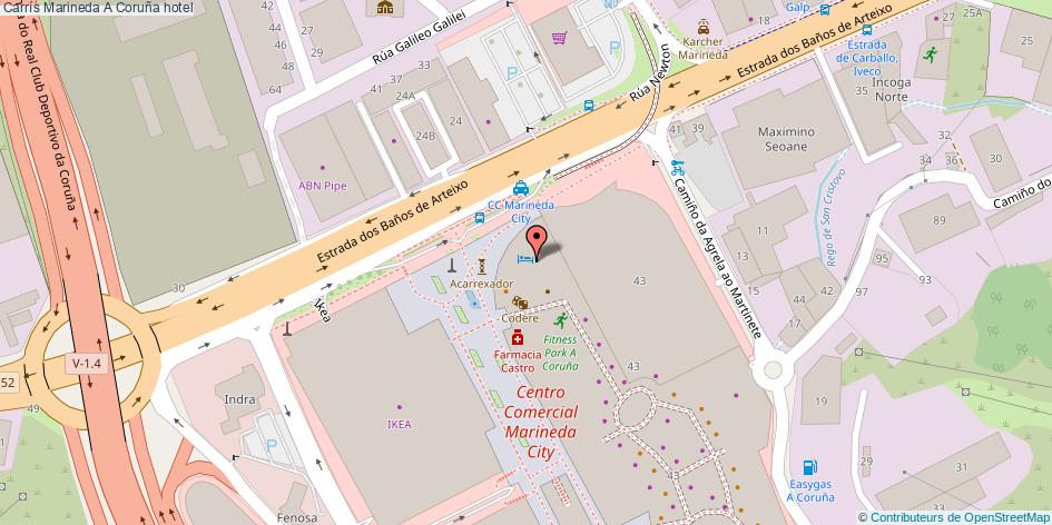 mapa Carrís Marineda hotel A Coruña