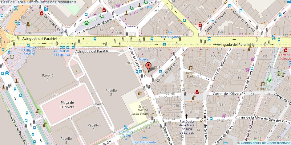 mapa Casa de Tapas Cañote restaurante Barcelona