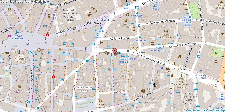 mapa Casual Madrid del Teatro hotel Madrid